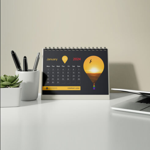 Desk Calendar Design 2024 cover image.
