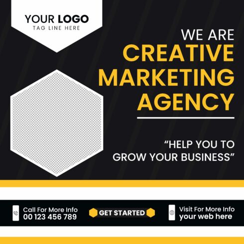 A template, for a marketing agency and a corporate social media post or a square web banner cover image.