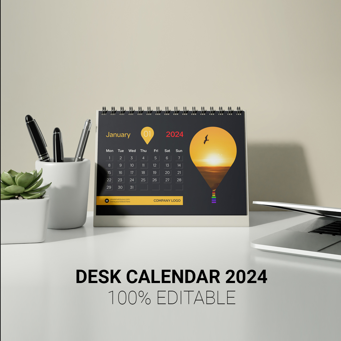 Desk Calendar Design 2024 preview image.