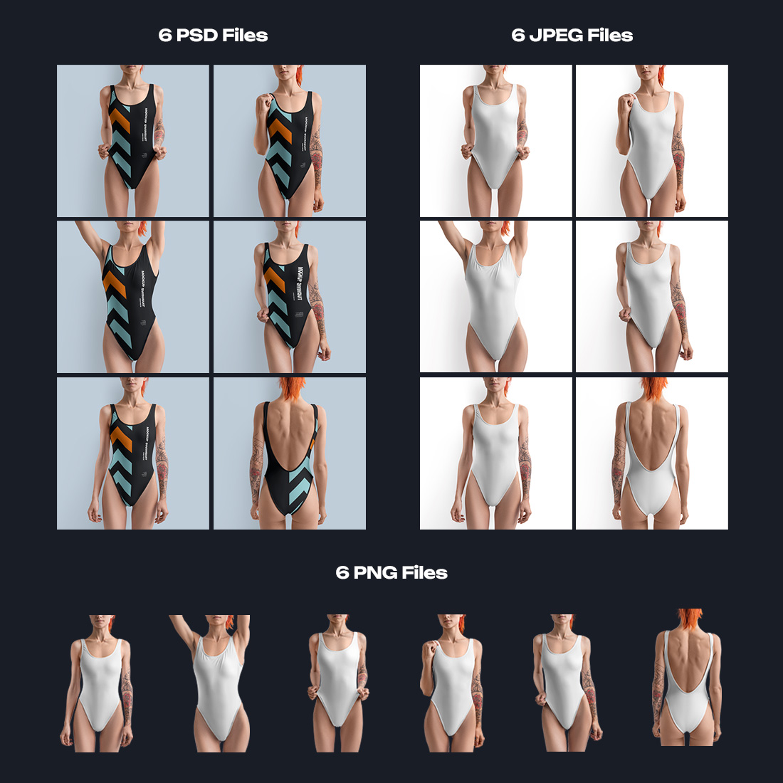 6 Mockups of a One Piece Sports Women's Swimsuit preview image.