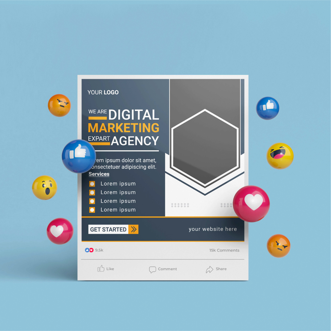 Digital business marketing banner for social media post template preview image.