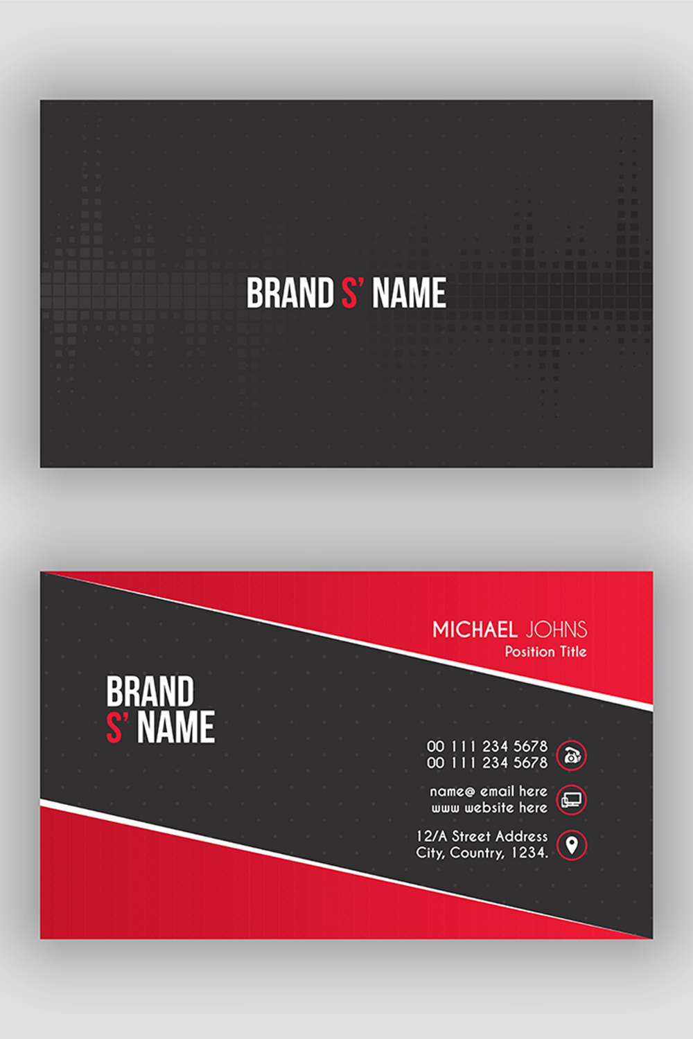 Red Modern Creative Business Card And Name Card Design Template pinterest preview image.