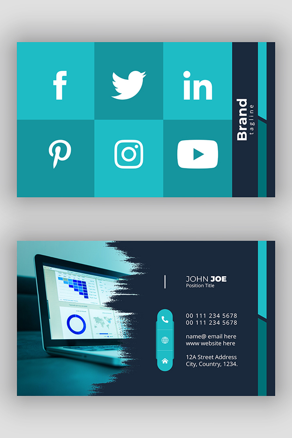Social Media Business Card pinterest preview image.