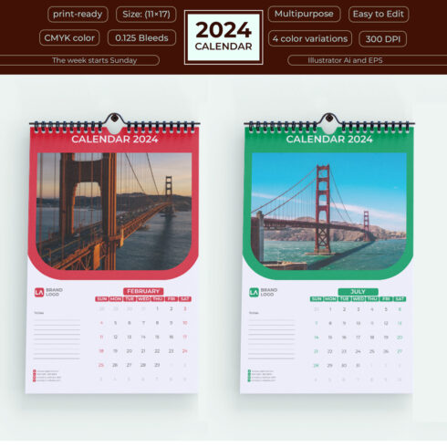 Wall Calendar 2024 cover image.