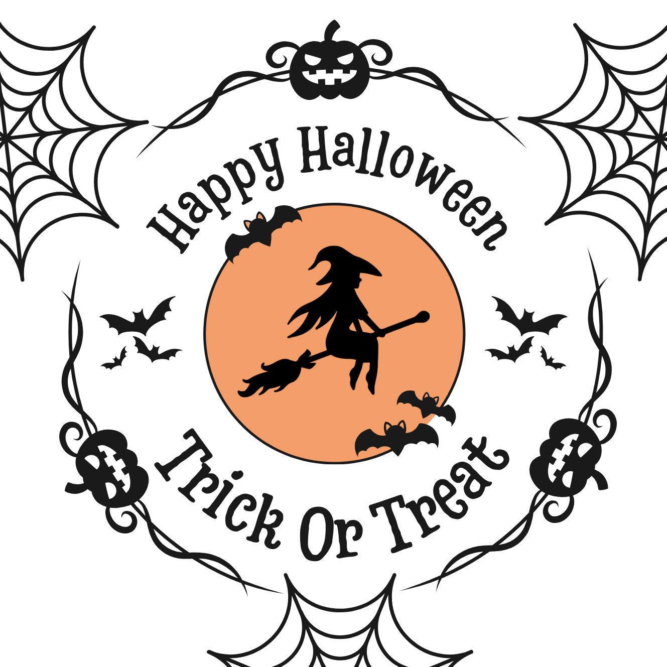 Simple Happy Halloween Circle Sticker cover image.