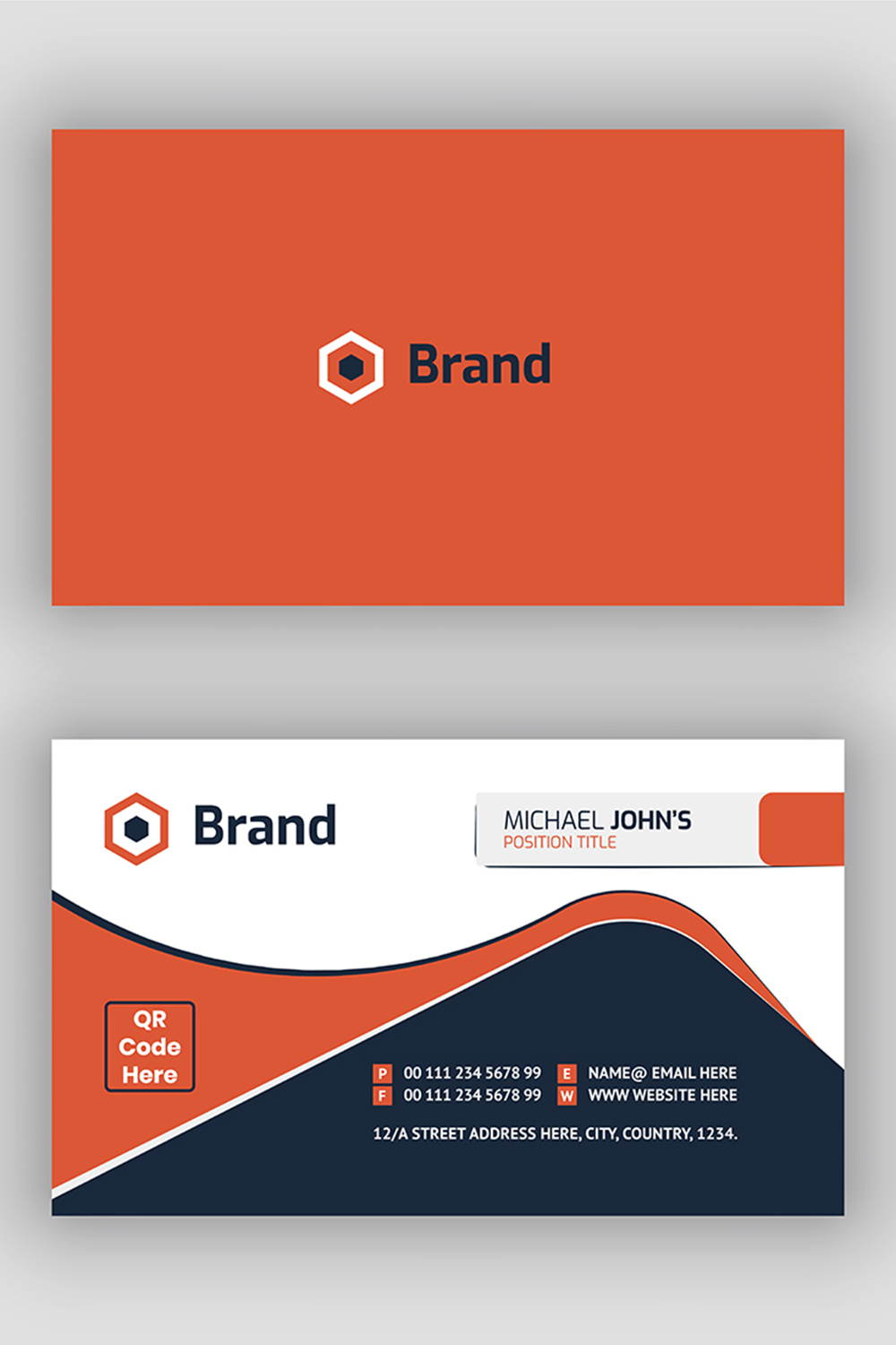 Elegant Minimal Black And Orange Business Card Template pinterest preview image.