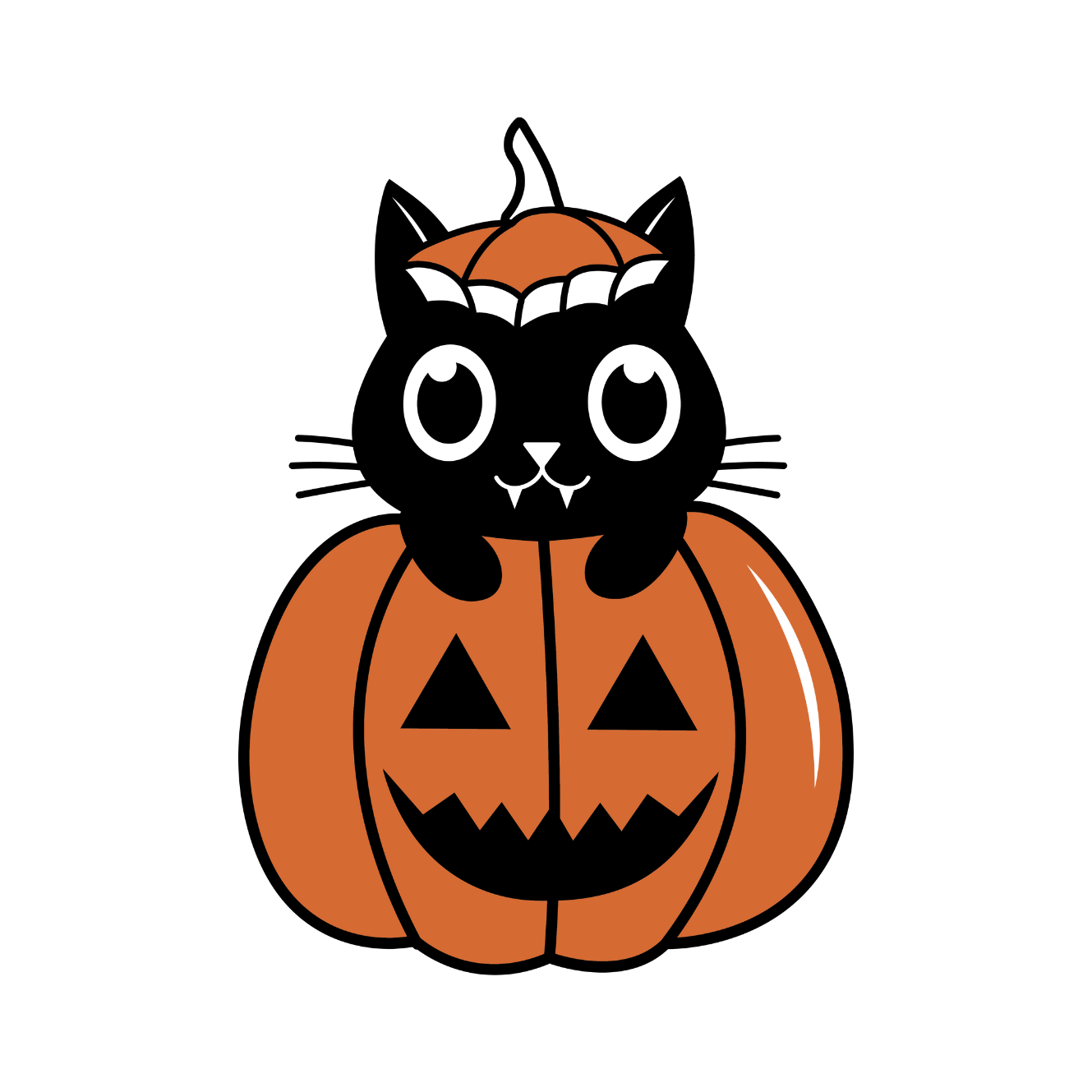 Orange Halloween Cat Pumpkin Circle Stickers preview image.