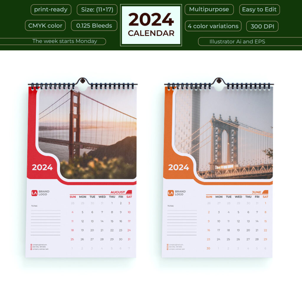 Wall Calendar Design 2024 - MasterBundles