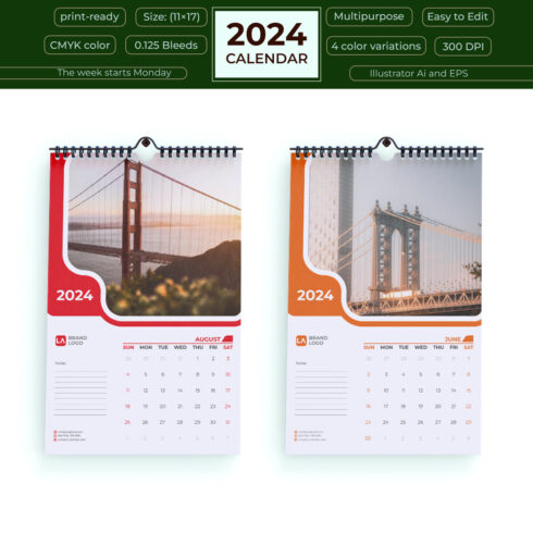 Wall Calendar Design 2024 cover image.