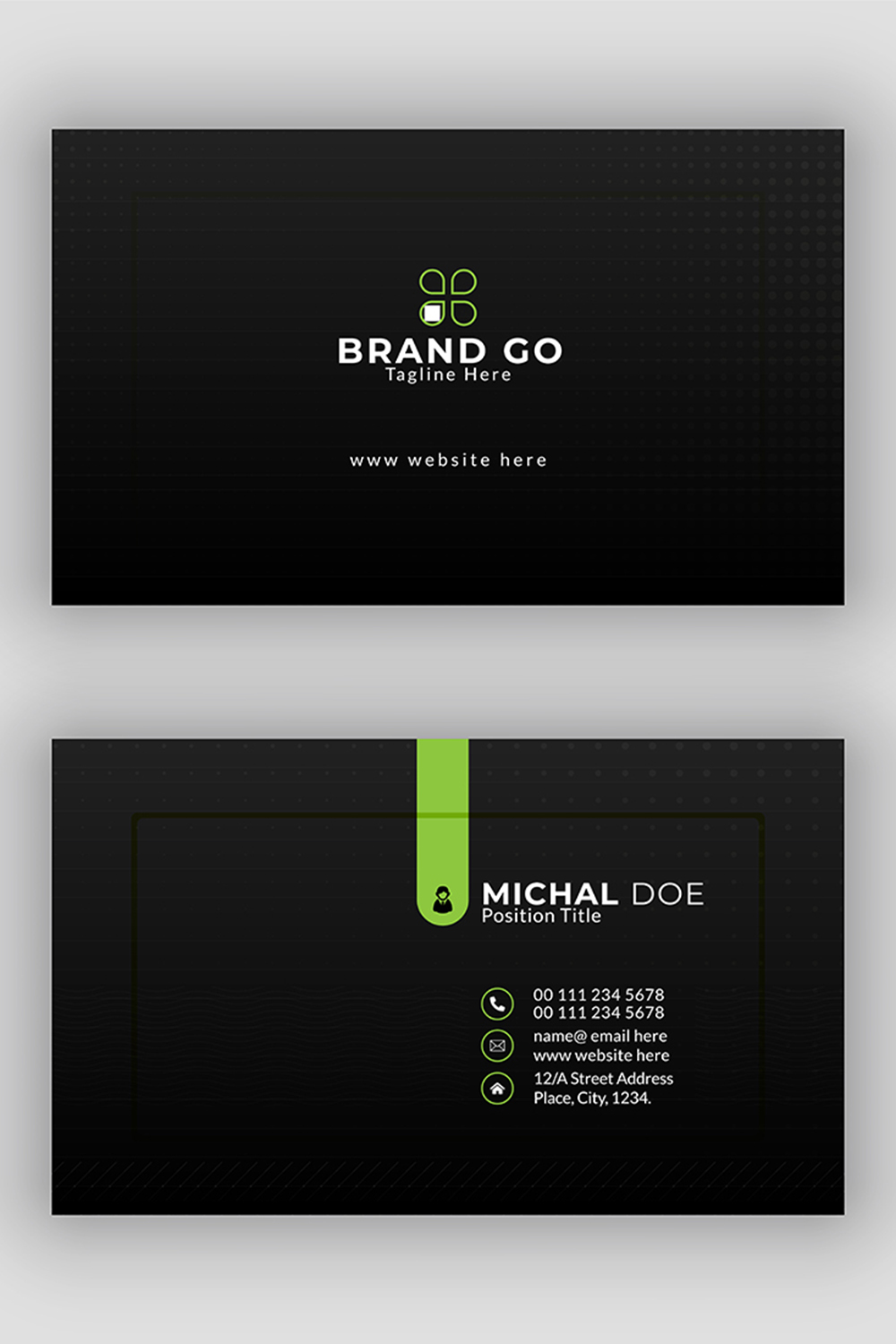 Elegant Minimal Business Card Design Template pinterest preview image.