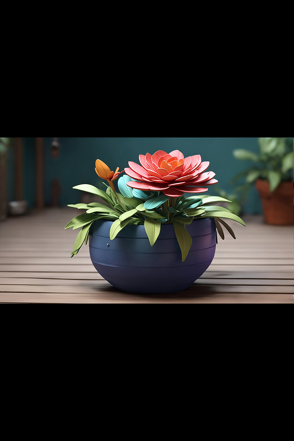 Beautiful dried flower arrangement in a stylish blue vase ai generated pinterest preview image.