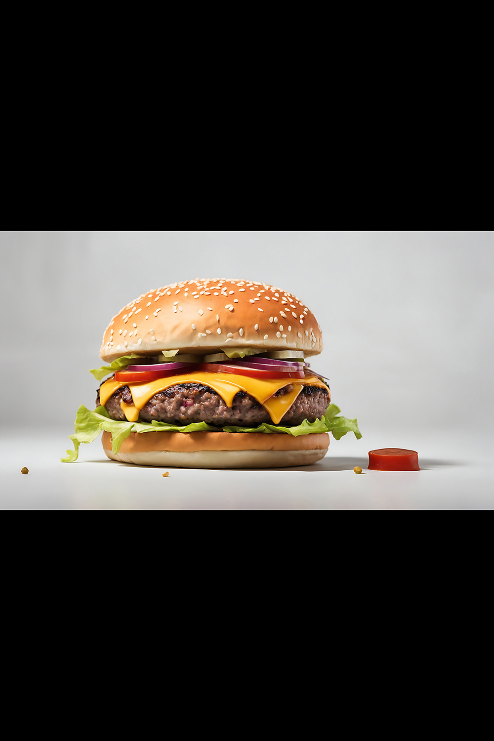 Fresh tasty burger isolated on white background ai generated pinterest preview image.