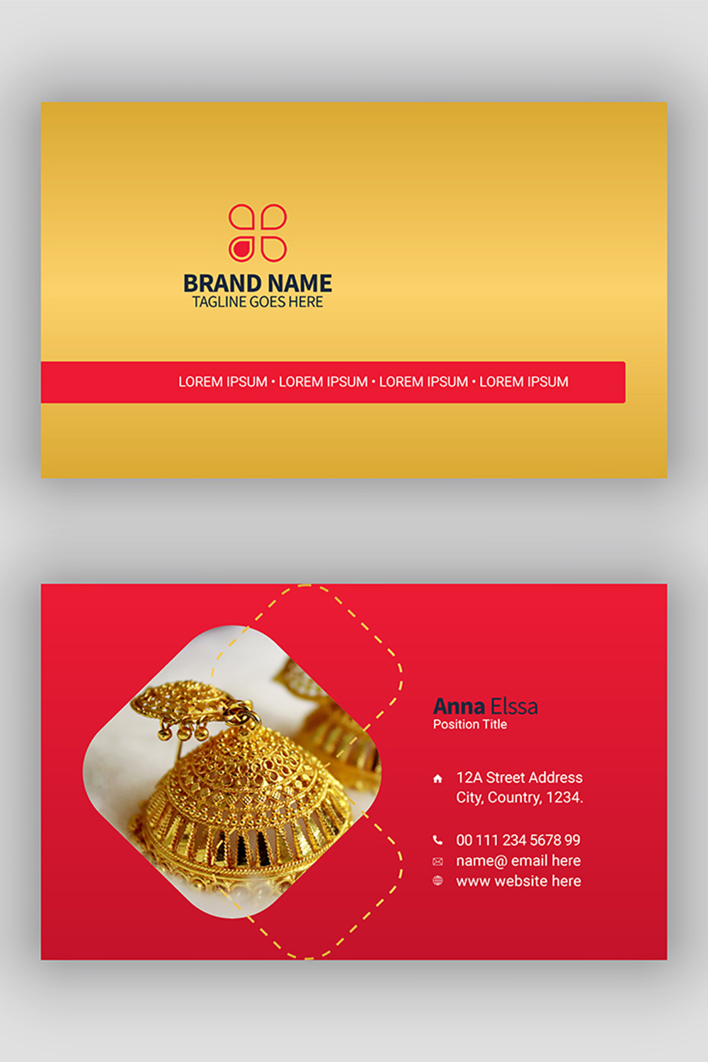 Jewelry Business Card Design Template pinterest preview image.