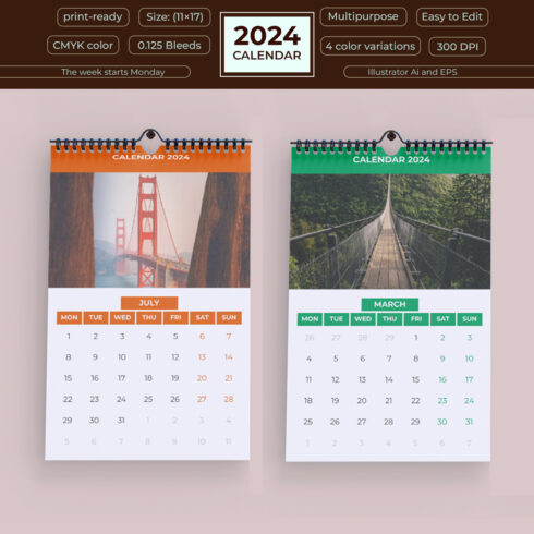 Company Wall Calendar Template 2024 cover image.