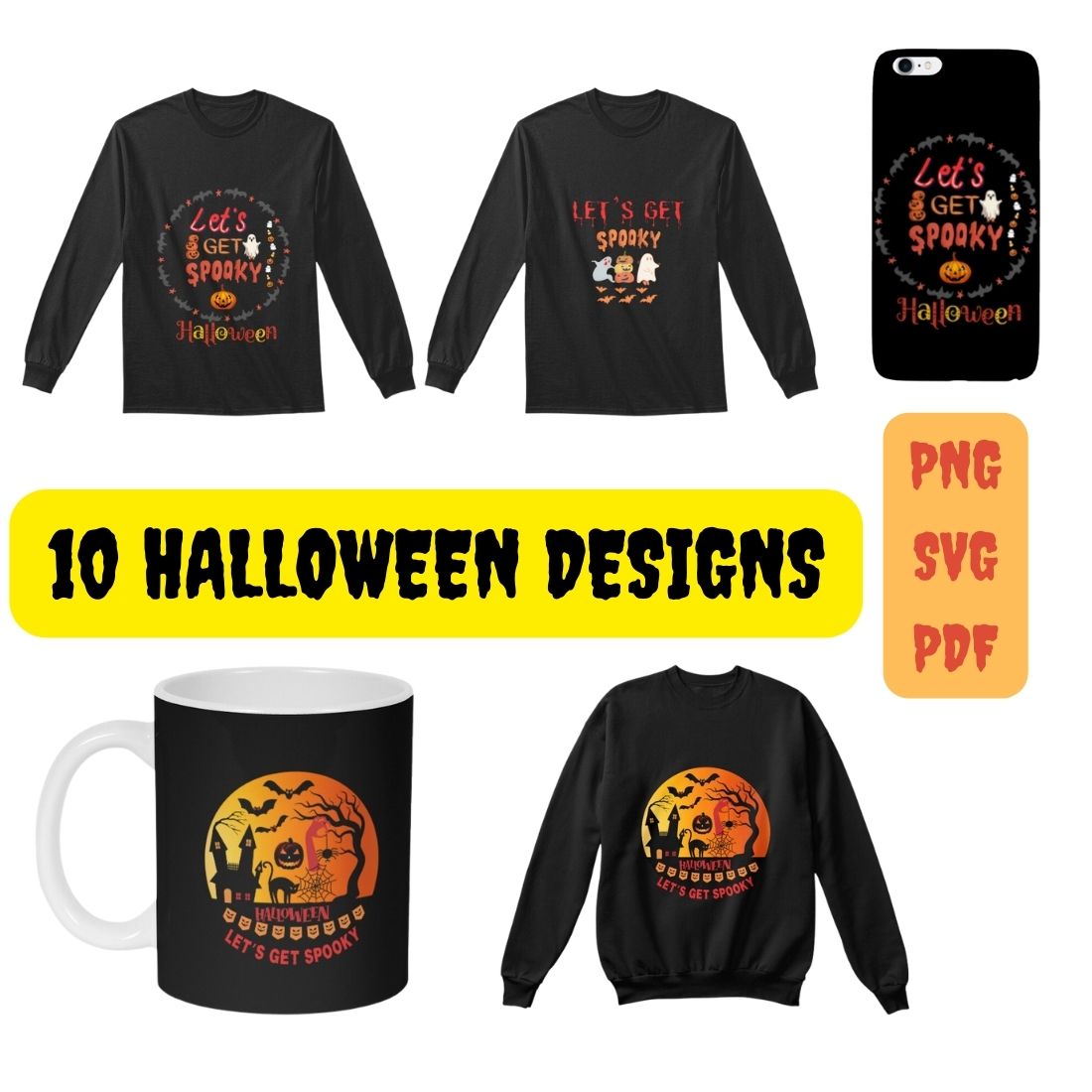 10 Halloween Designs bundle preview image.