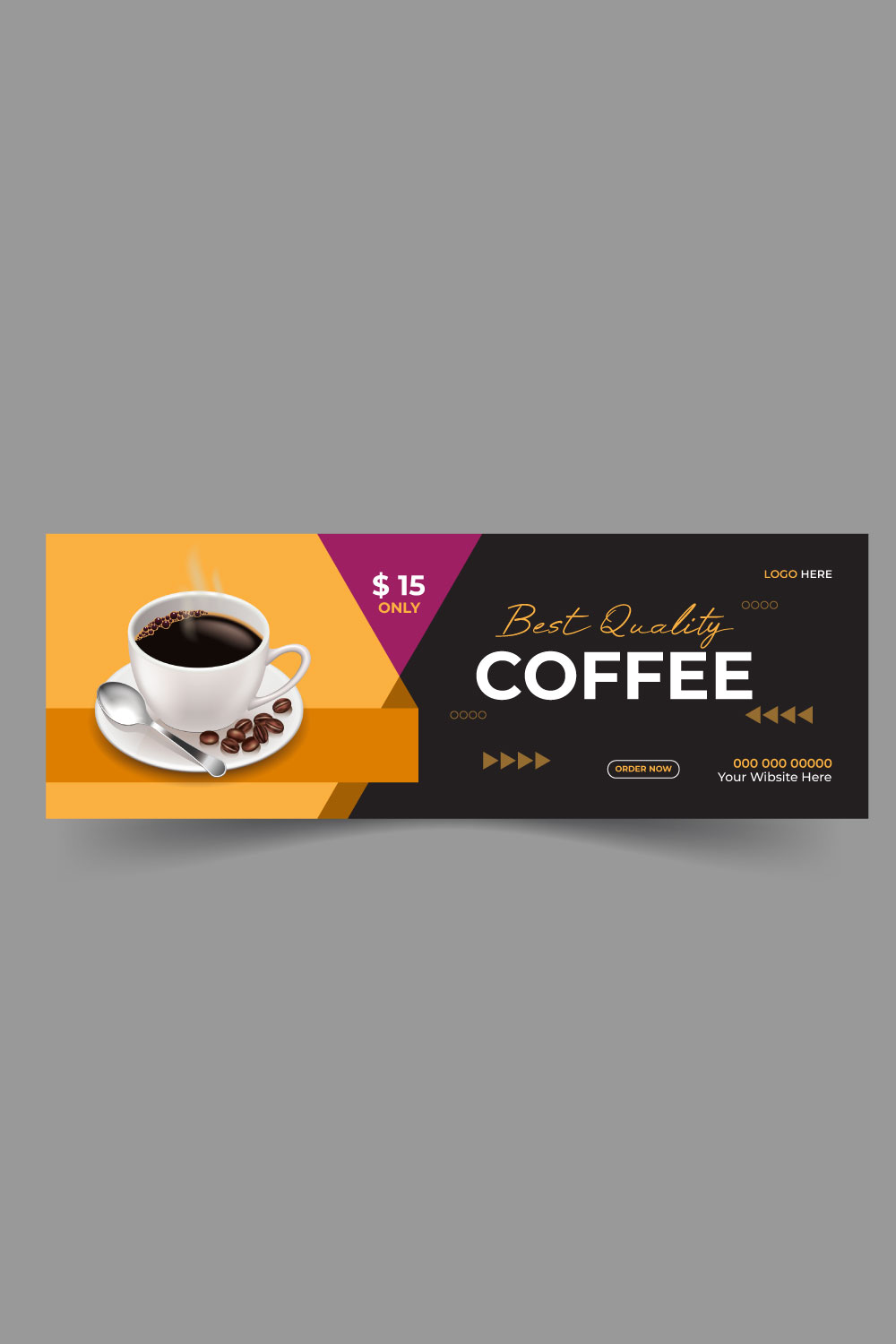 Coffee social media post banner Facebook cover template pinterest preview image.