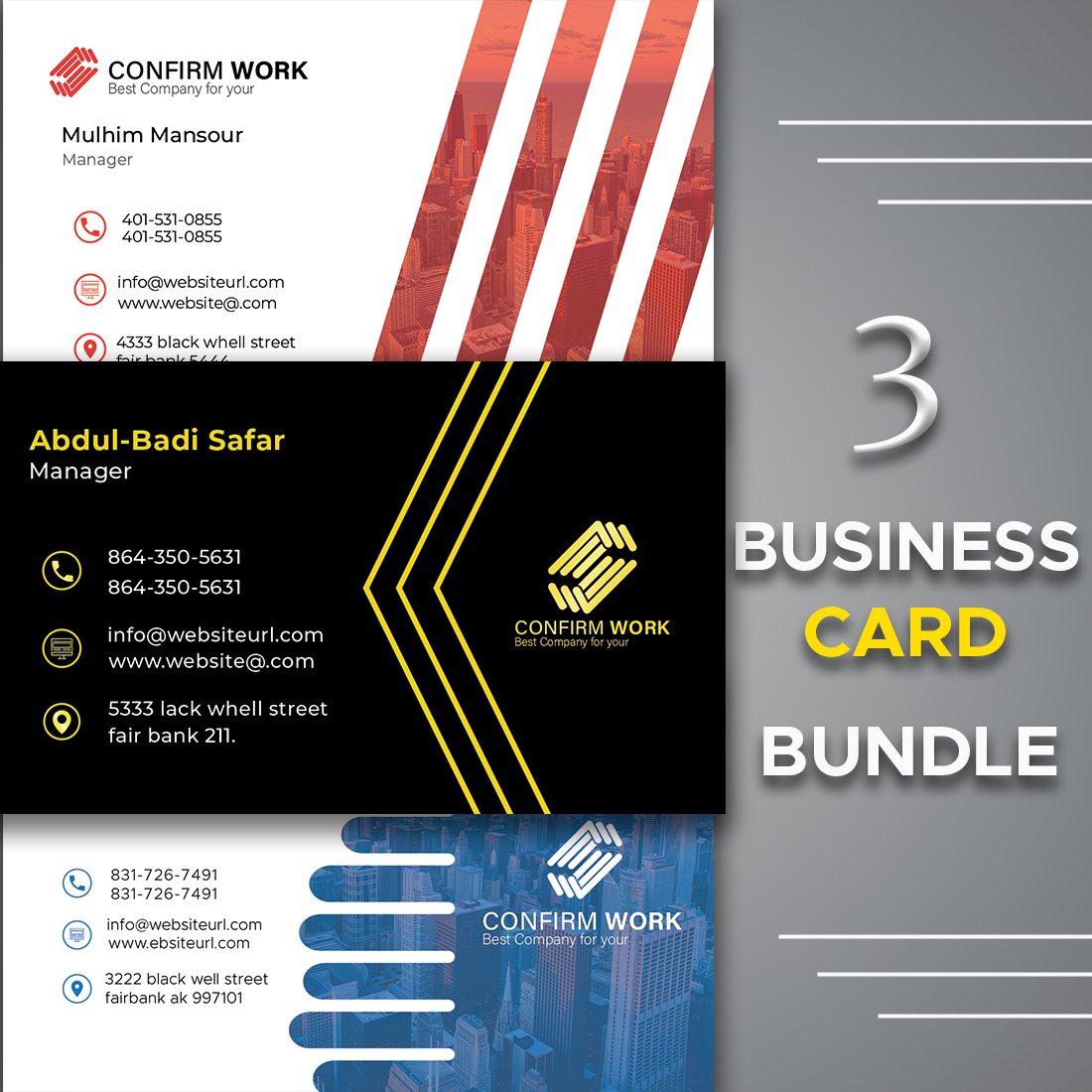3 BUSINESS CARD BUNDLE preview image.