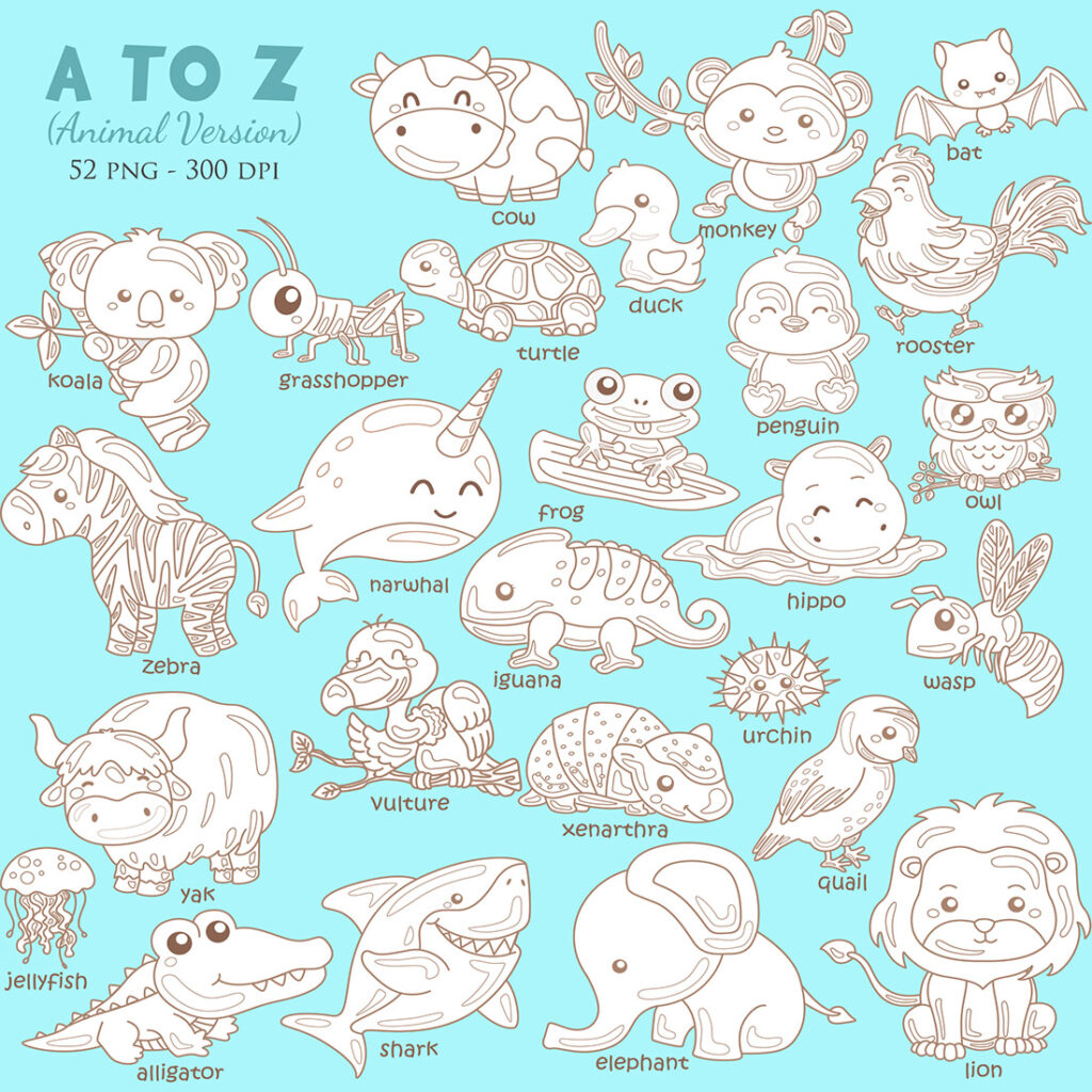 Alphabet A to Z Animal Version Vocabulary School Lesson Letter Reading ...