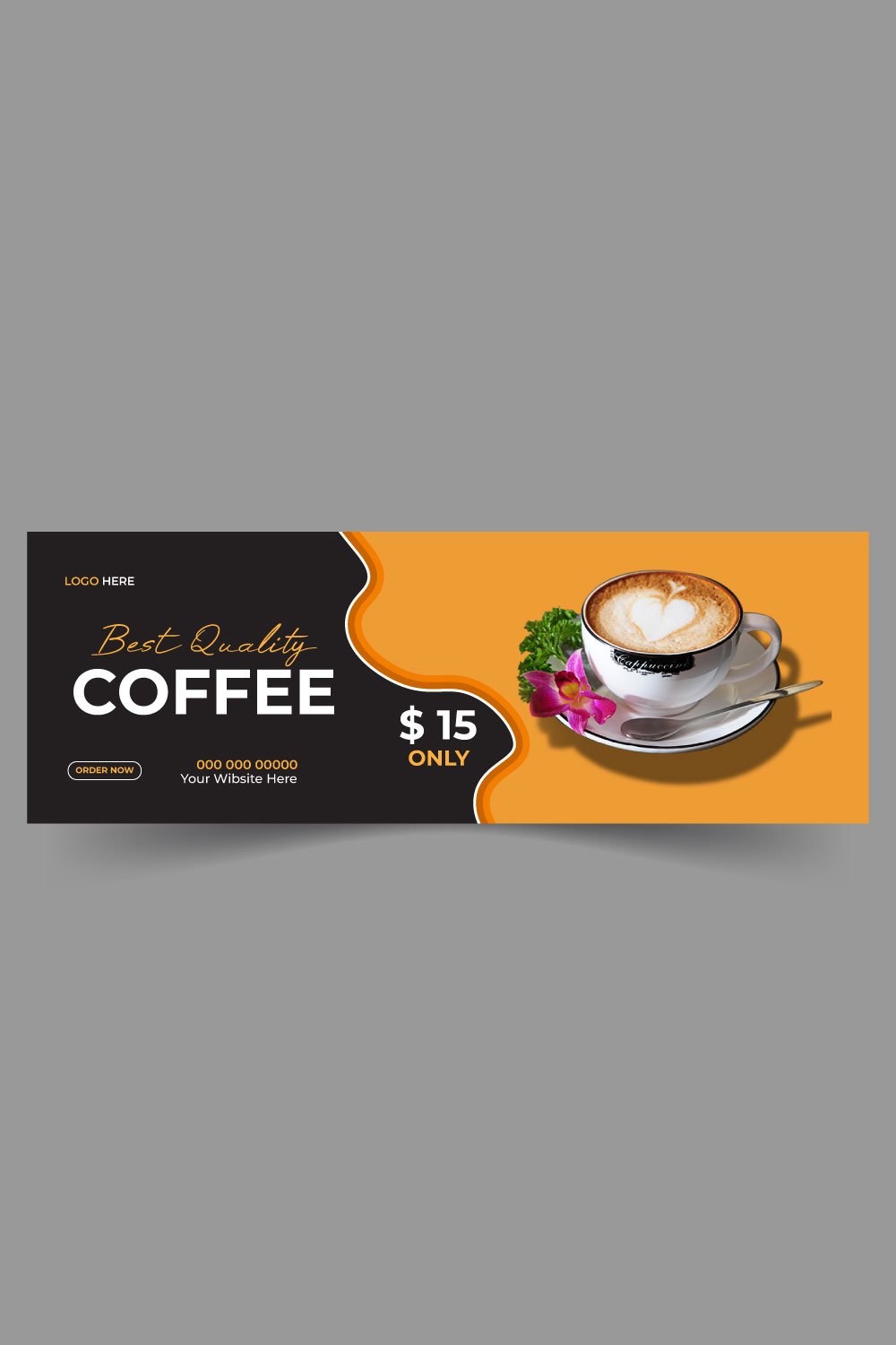 Coffee social media post banner Facebook cover template pinterest preview image.