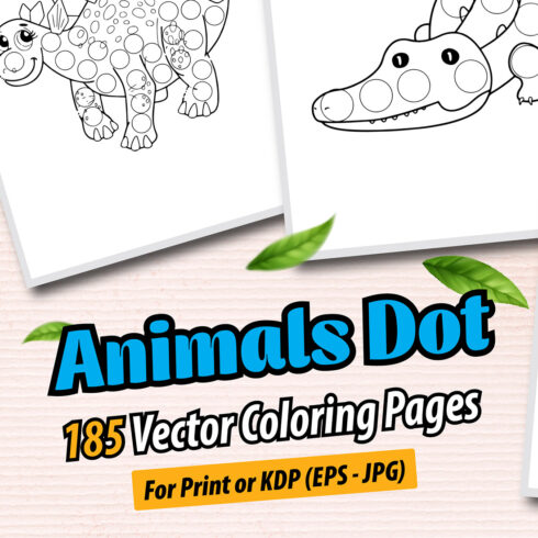 185 Vector Animals Dot Coloring Pages cover image.