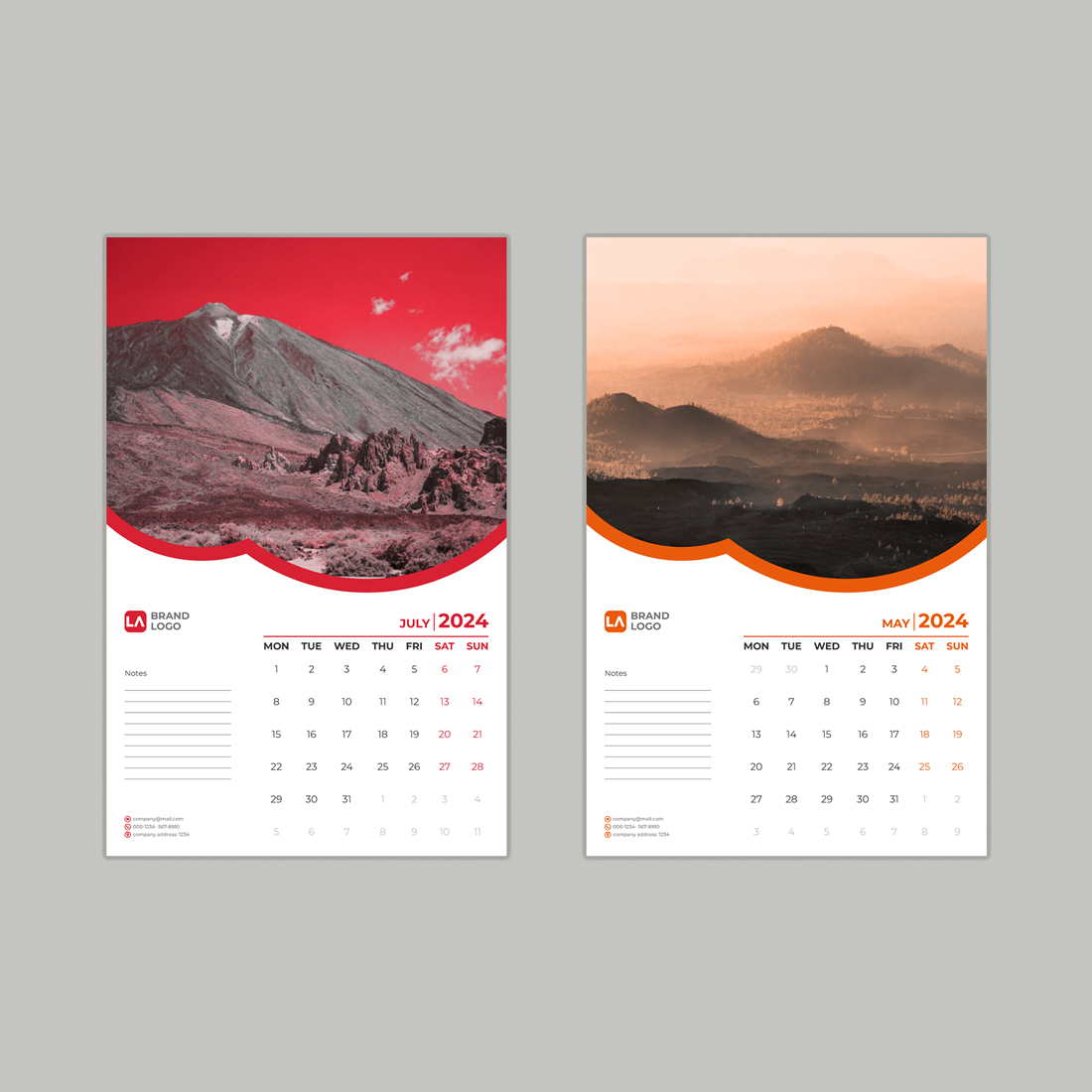 Company Wall Calendar Template preview image.