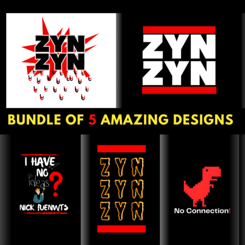 BUNDLE OF 5 COOL T-SHIRT DESIGNS cover image.