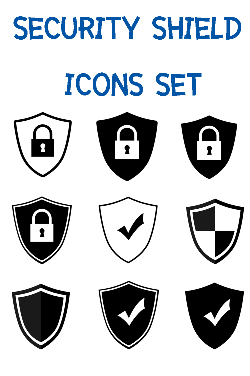 security shield icons set pinterest preview image.