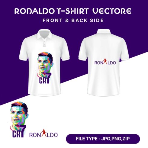 Cristiano Ronaldo t-shirt design front & back side cover image.