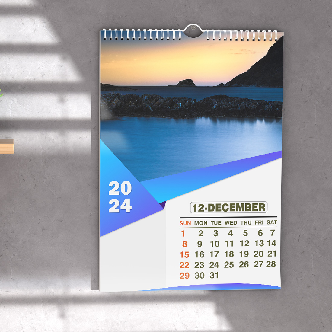 Wall Calendar 2024 Template Design (Ai, EPS, and PDF) - Graphic Reserve