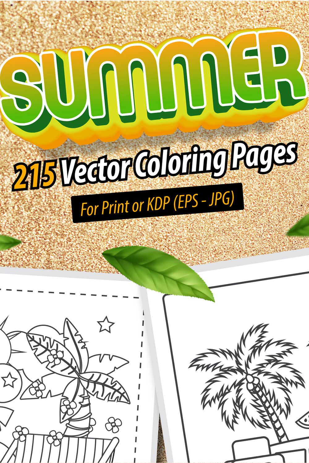 215 Vectors Summer Coloring Pages pinterest preview image.
