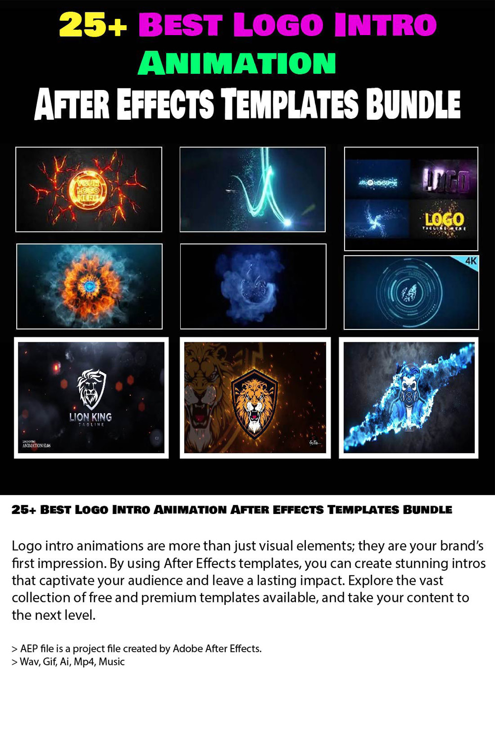 25+ Best Logo Intro Animation After Effects Templates Bundle pinterest preview image.