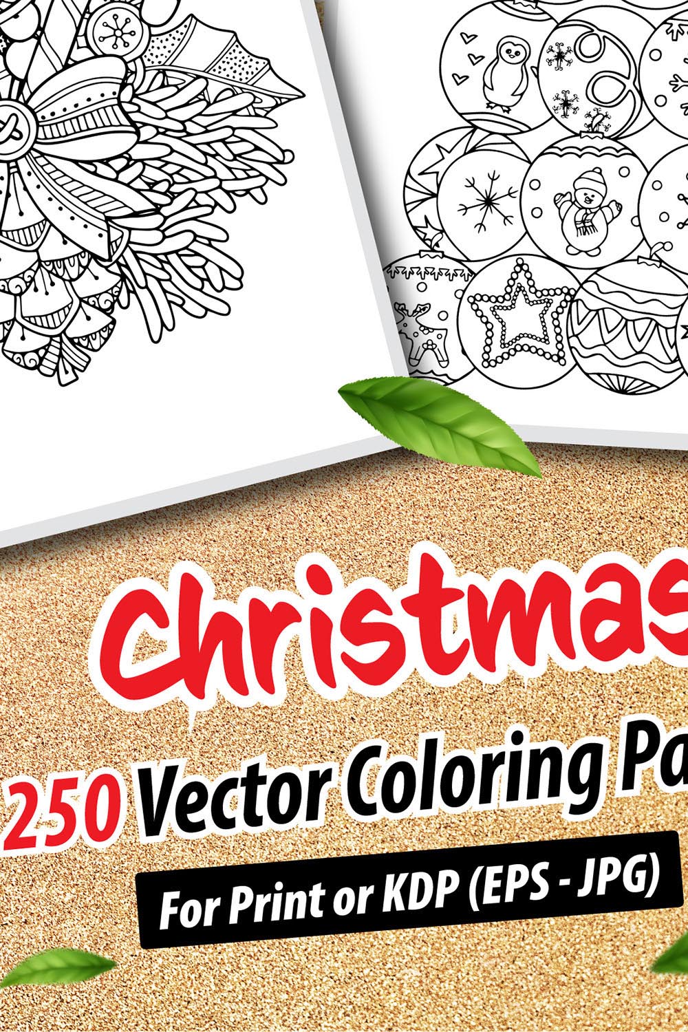 250 Vector Christmas Coloring Pages pinterest preview image.