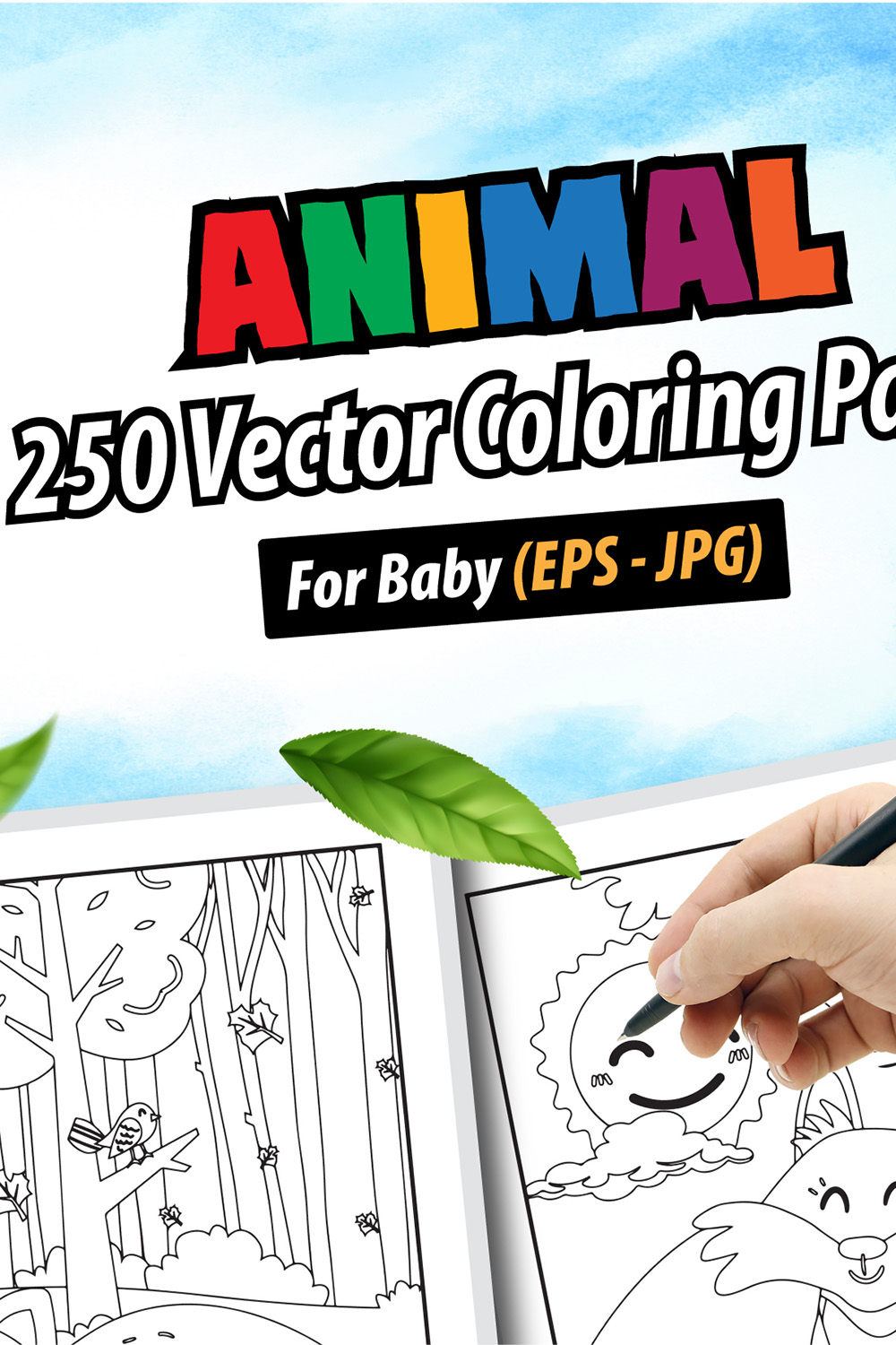 250 Vector Animals Coloring Pages pinterest preview image.