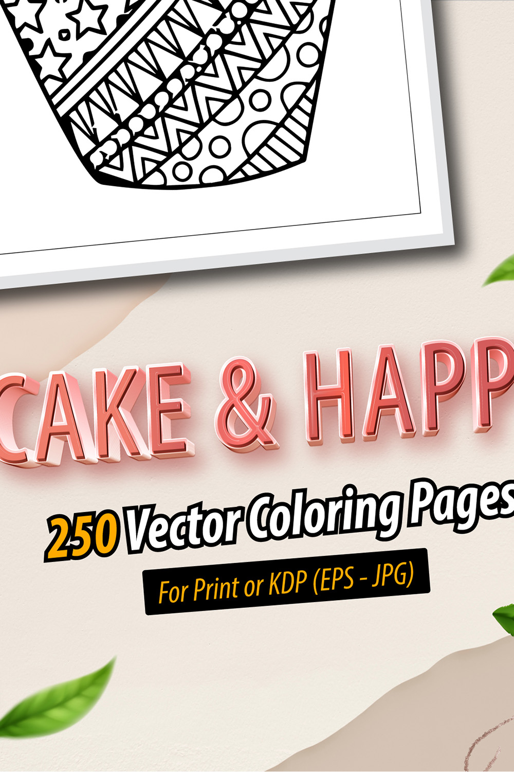 250 Vectors Cake Coloring Pages pinterest preview image.