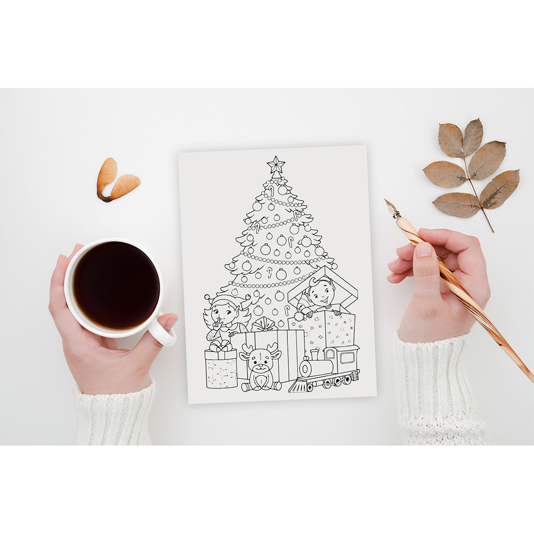 250 Vector Christmas Coloring Pages preview image.
