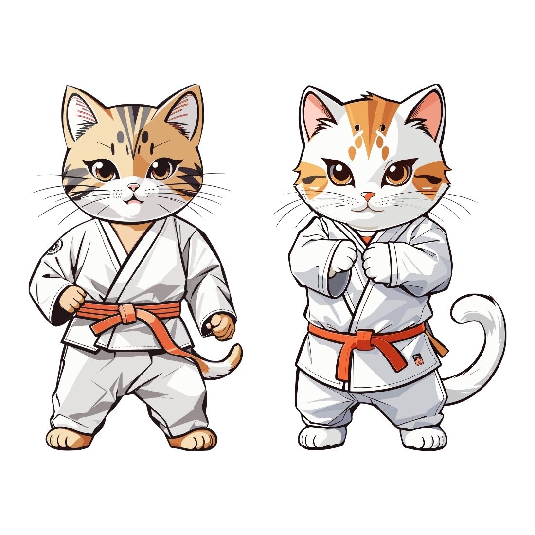  Kids Cartoon Martial Arts Karate Cat T-Shirt