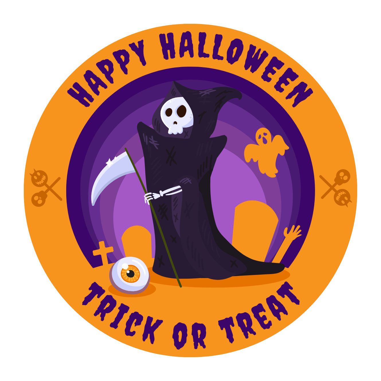 Halloween Circle Stickers Pack pinterest preview image.