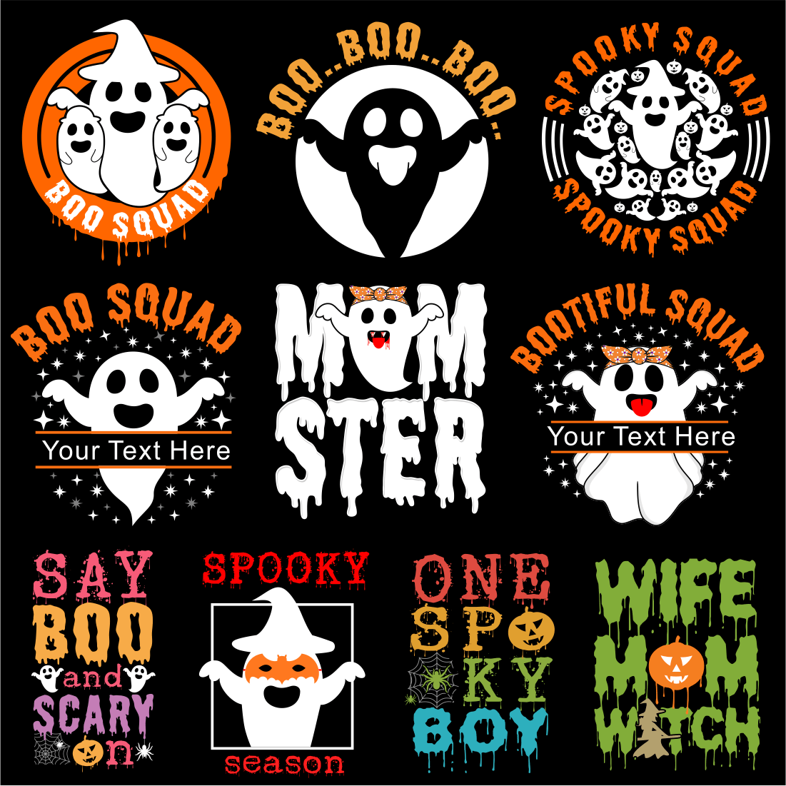 Funny Halloween T shirt Design SVG And Sublimation PNG Design Bundle, Witch SVG, Halloween Pumpkin, Spooky, Ghost, Monster, And Monogram preview image.