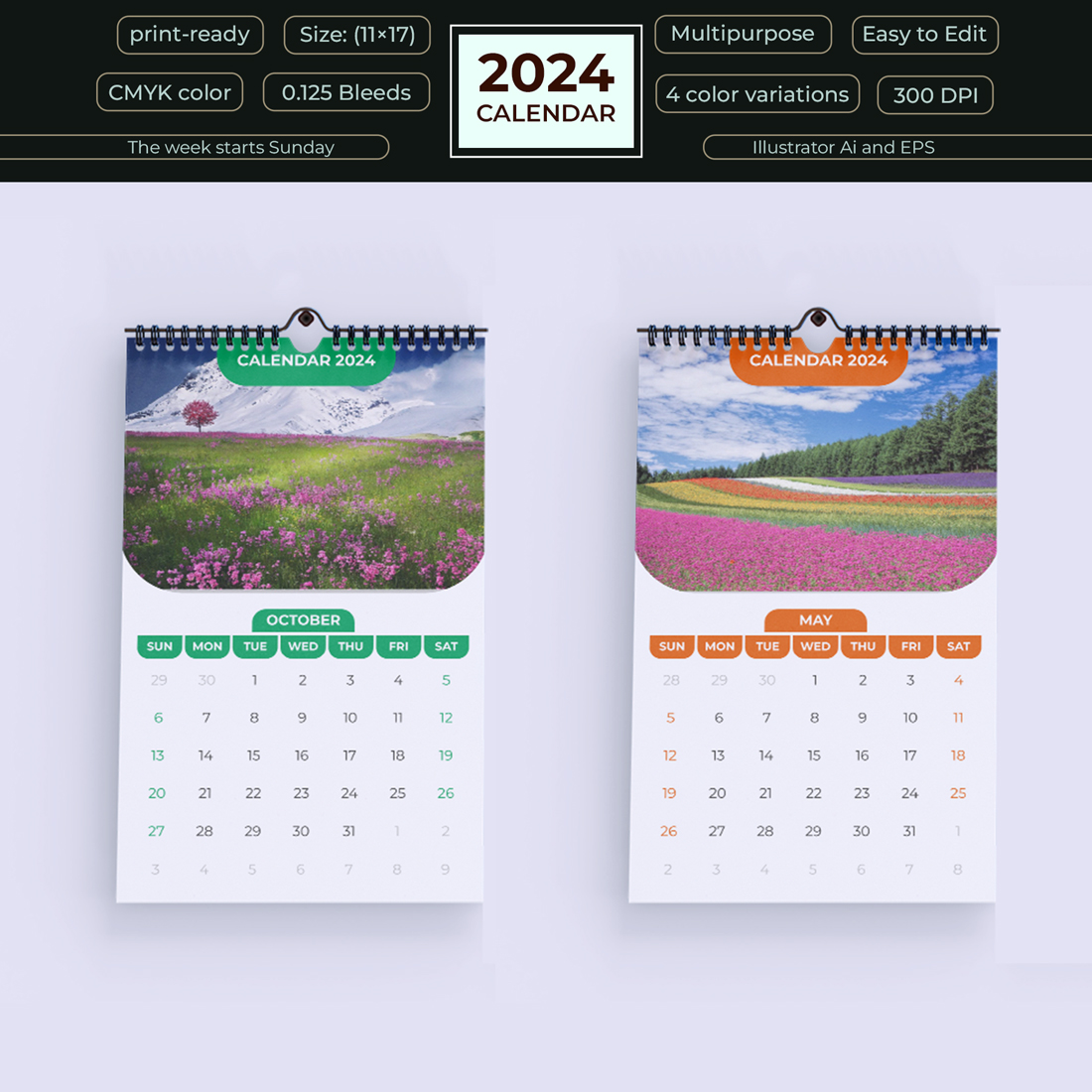 Calendar Design for 2024 cover image.