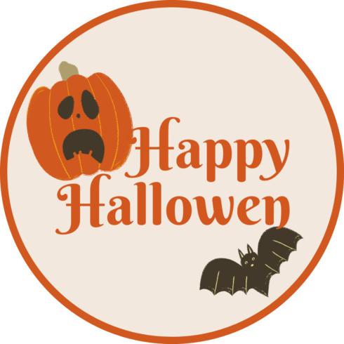 Halloween Ghost Illustration Circle Sticker cover image.