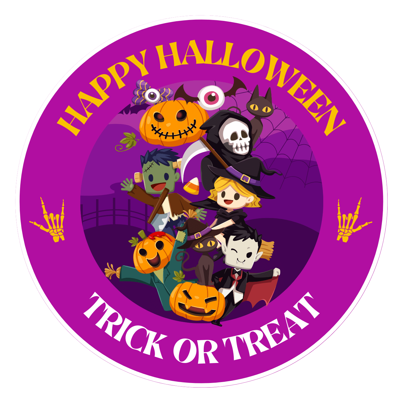 Halloween 2023 Circle Stickers pinterest preview image.