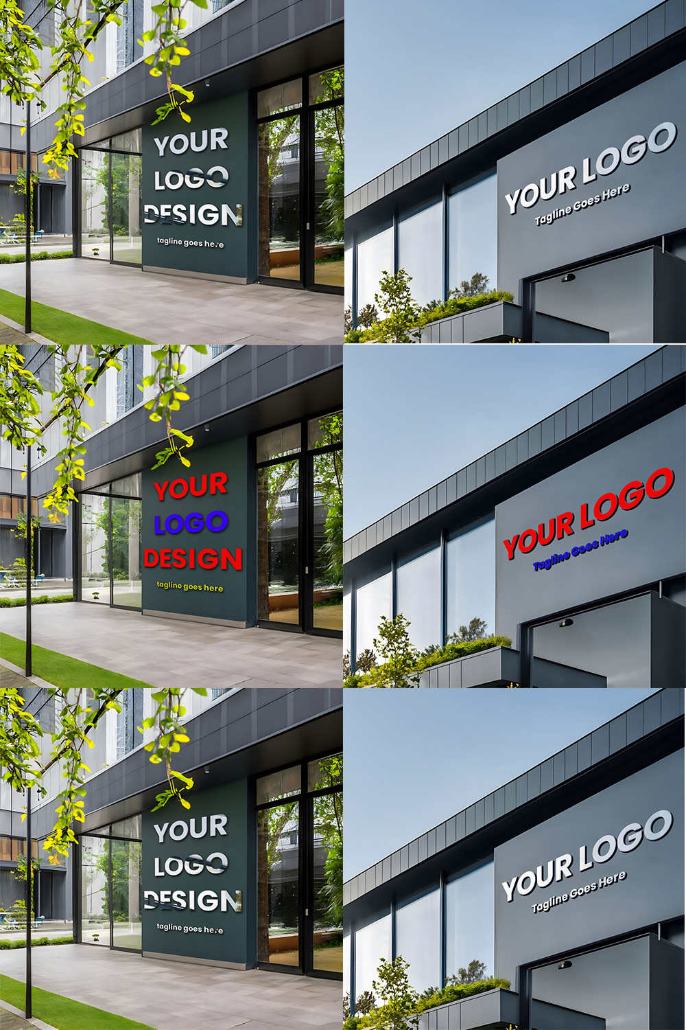 Outdoor wall logo Mockup pinterest preview image.