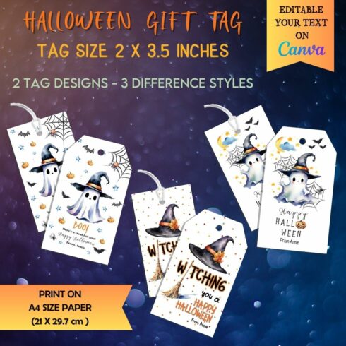 Editable Halloween Gift Tags cover image.