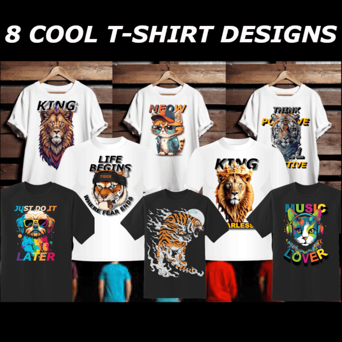 8 COOL T-SHIRT DESIGNS BUNDLES PNG COLLECTION preview image.