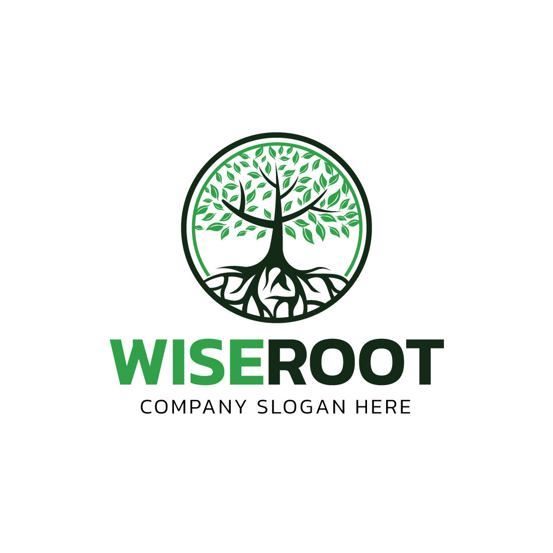 Wise Root Logo design preview image.