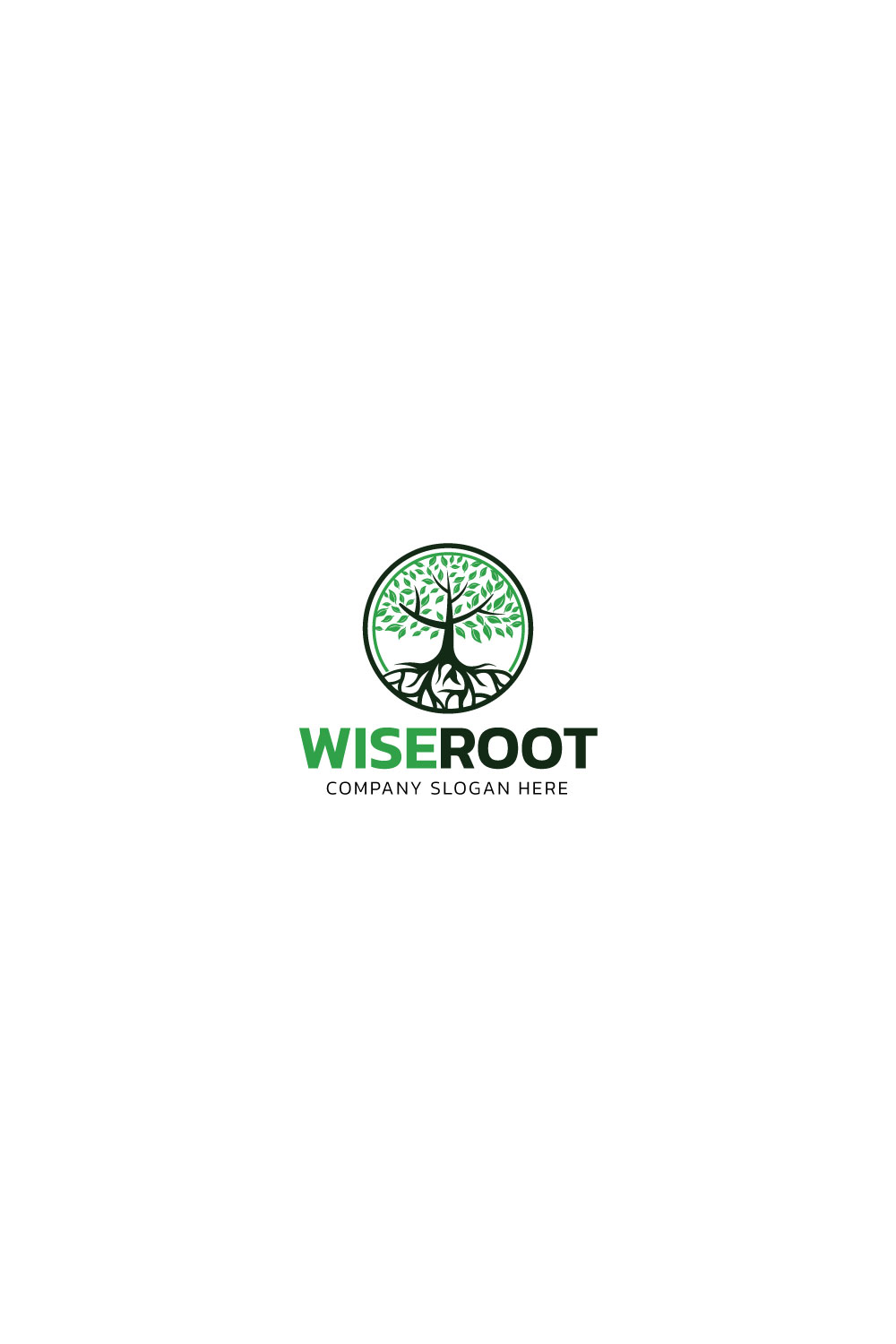 Wise Root Logo design pinterest preview image.