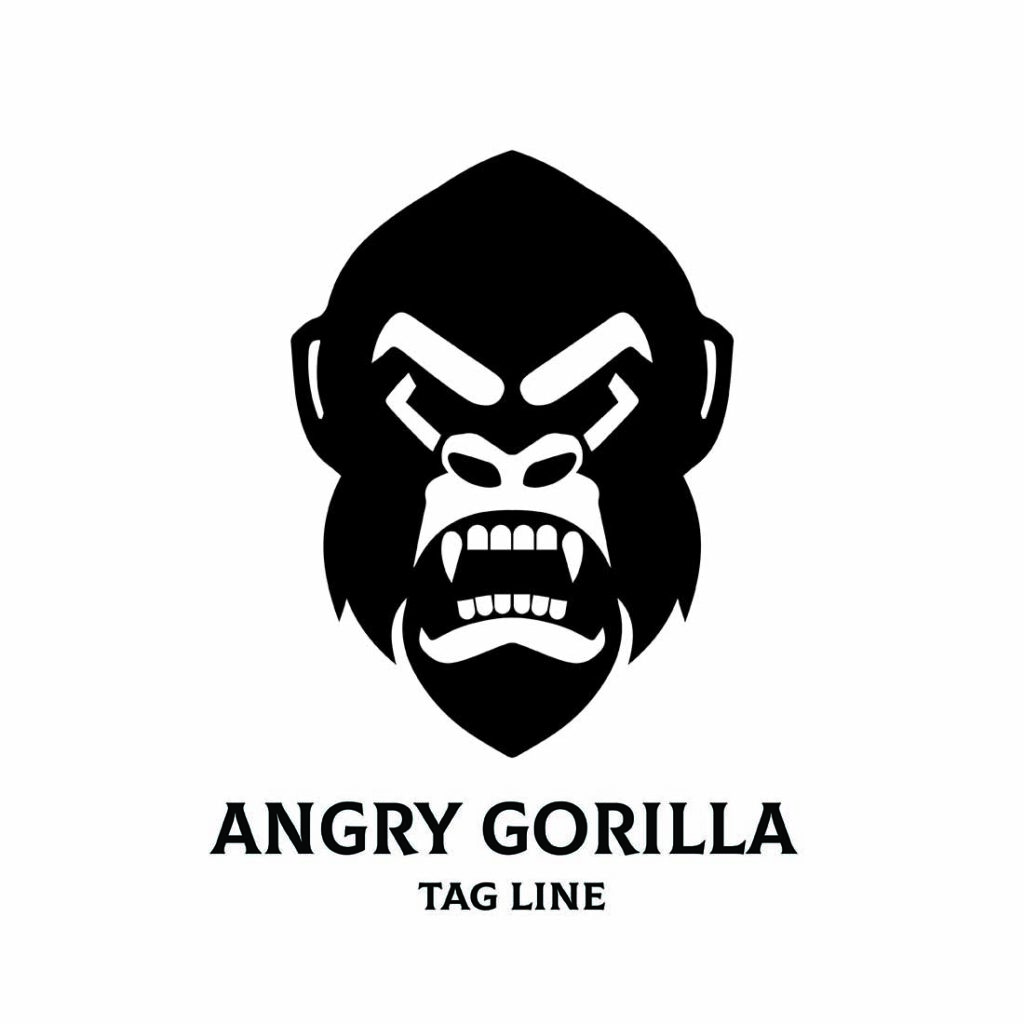 Angry Gorilla Head Logo - MasterBundles