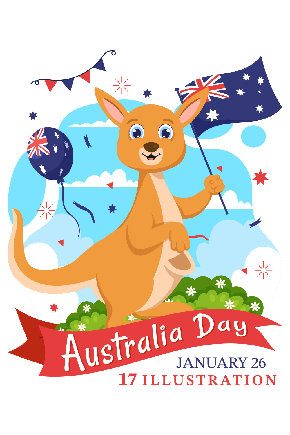 17 Happy Australia Day Illustration pinterest preview image.
