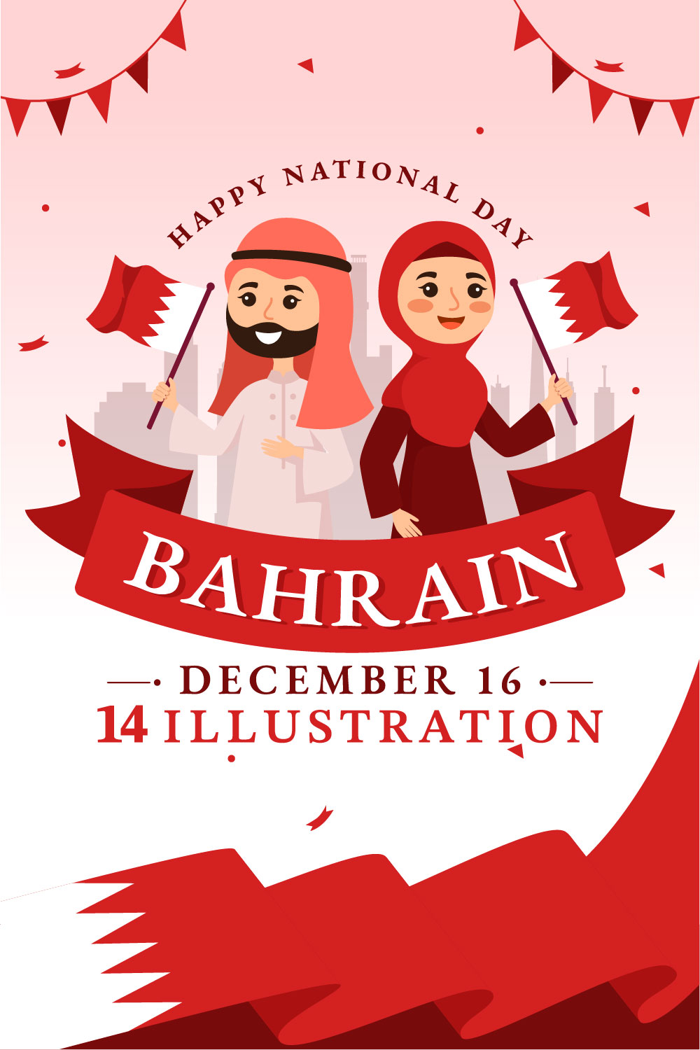 14 Bahrain National Day Illustration pinterest preview image.