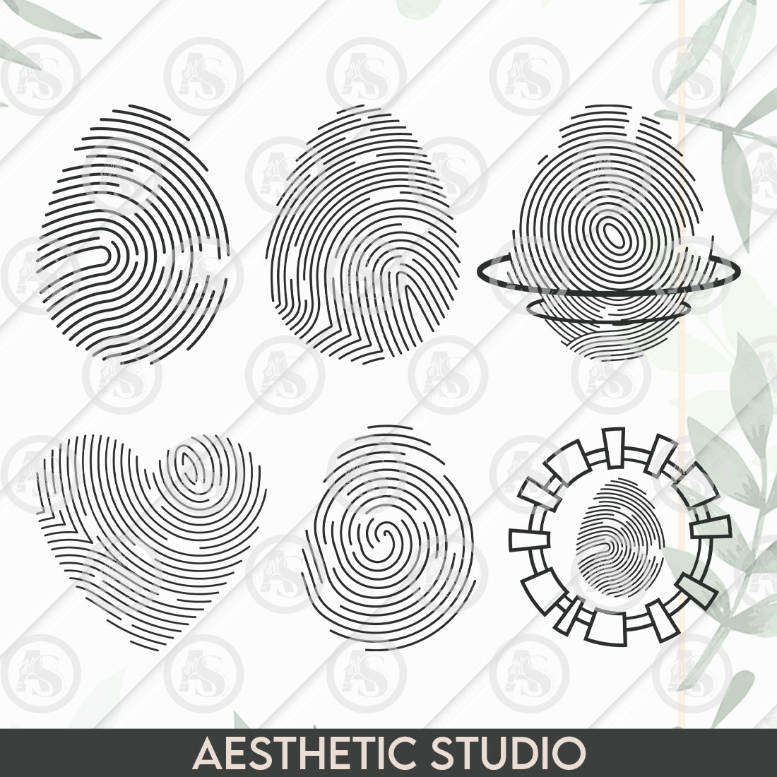 Fingerprint SVG, Finger Print, Thumbprint, Biometric, Heart Fingerprint, Scanner, Vector, Clipart, Eps, Cut file preview image.